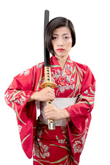 Japanese woman wearing traditional yukata