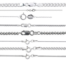 Silver Gold Chain pendant Weaving Macro Fragments Element isolated on white