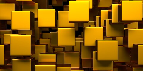 Luxury golden background. Gold glossy cubes array
