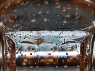 Air bubbles in a glass of water