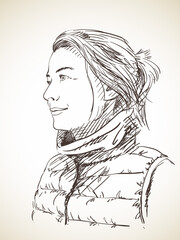 woman hand drawn sketch vector