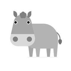 Cartoon of a donkey on white background.