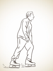 man skating vector sketch