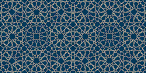 Geometric Islamic Seamless Pattern for decoration greeting card or interior. Vector Illustration.