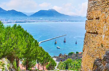 Alanya seascape with pines, Turkey