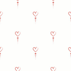 Pink Little hearts and dots seamless pattern with white background . Vector illustration