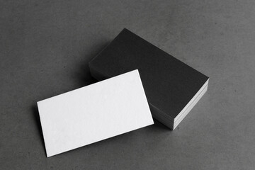 Business cards blank. Mockup on gray background. Copy space for text.