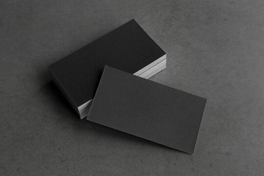 Business cards blank. Mockup on gray background.  Copy space for text.