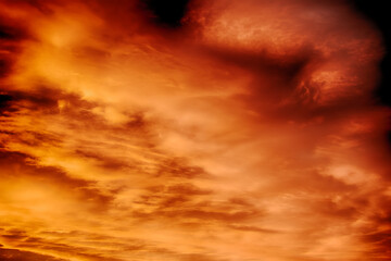 The sky at sunset. Orange sunset. Concept for design. The sky of the planet Mars.