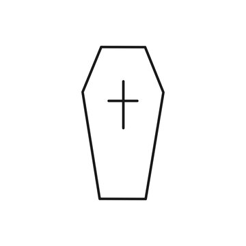 recommend clip art: Coffin outline icon. Death line symbol. Burial concept. Vector illustration isolated on white.