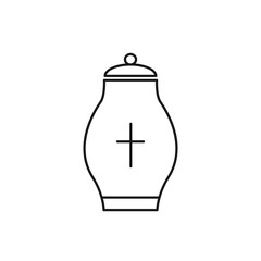 Cremation urn for ashes line icon. Human death outline symbol. Vector isolated on white.