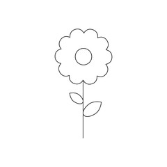 Line flower icon. Flower outline black symbol. Vector isolated on white