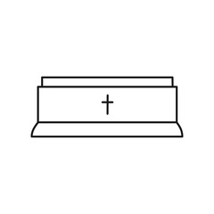 Coffin outline icon. Death line symbol. Burial concept. Vector illustration isolated on white.