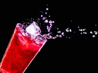 Splash drink cocktail,  black background 