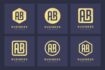 A collection of logo initials letter A B AB gold with several versions