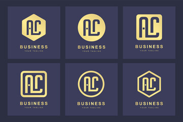 A collection of logo initials letter A C AC gold with several versions
