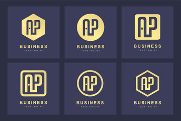 A collection of logo initials letter A P AP gold with several versions