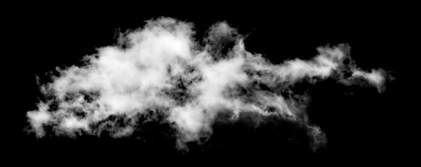 White cloud isolated on black background, Fluffy texture , Abstract smoke