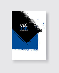 Black blue ink brush stroke on white background. Minimalistic style.