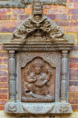 Mul Chowk courtyard, Wall carved Statues, Hanuman Dhoka Royal Palace, Patan Durbar Square, Unesco World Heritage Site, Kathmandu valley, Lalitpur, Nepal, Asia