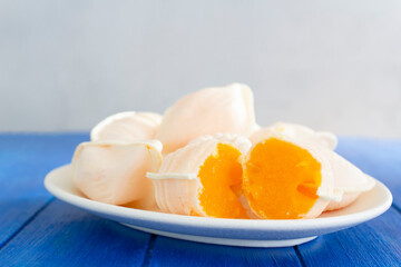 Traditional portuguese sweets called Ovos Moles de Aveiro