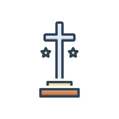 Color illustration icon for cross