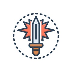 Color illustration icon for powerful