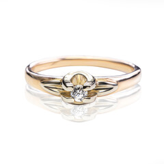 Diamonds Wedding three colors Ring on white isolated background macro diamond zircon stone