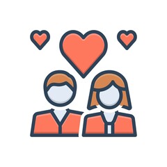 Color illustration icon for romantic