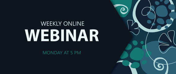 Online webinar wide banner vector, blue tones wallpaper with text space.