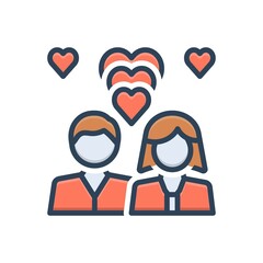 Color illustration icon for romantic