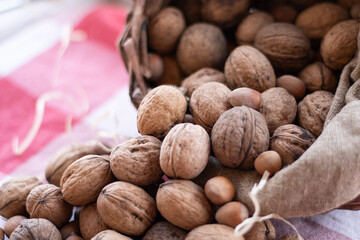 Nuts poured out of the basket