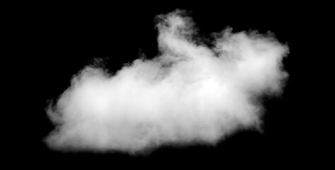 White cloud isolated on black background, Fluffy texture , Abstract smoke