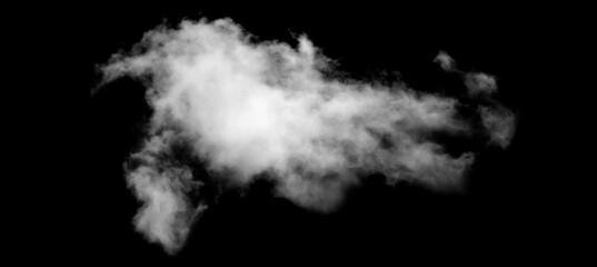 White cloud isolated on black background, Fluffy texture , Abstract smoke
