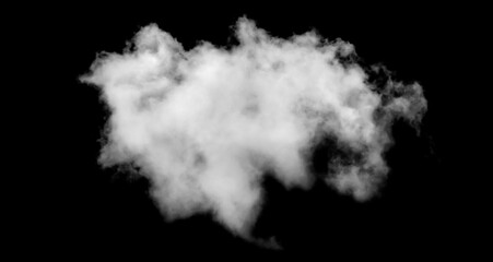 White cloud isolated on black background, Fluffy texture , Abstract smoke