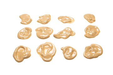 Mushroom sauce splashes isolated on white background.