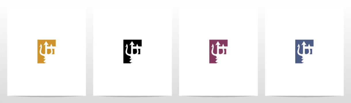 Trident On Letter Logo Design F