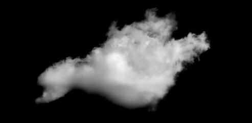 White cloud isolated on black background, Fluffy texture , Abstract smoke