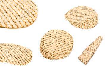 Grilled pitta bread isolated on white background.