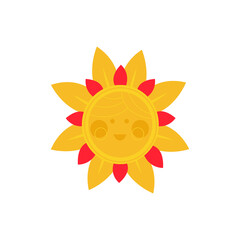 stylized image of the sun isolated image. Design of items for the Maslenitsa. Vector illustration.