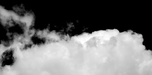 White cloud isolated on black background, Fluffy texture , Abstract smoke