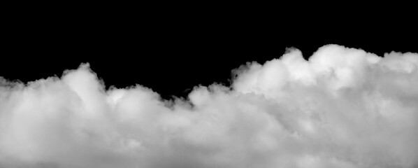 White cloud isolated on black background, Fluffy texture , Abstract smoke