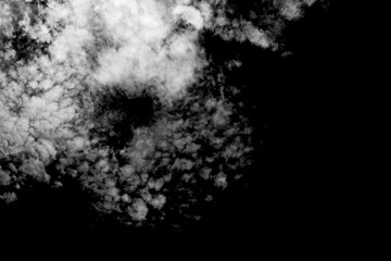 White cloud isolated on black background, Fluffy texture , Abstract smoke