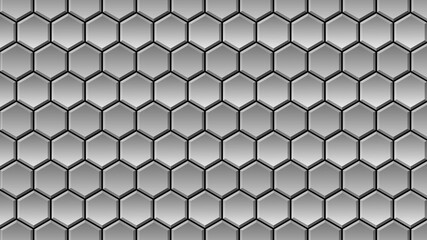 Abstract background of graphic elements - mosaic of hexagons in light gray with shadow effects - 3D Illustration