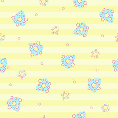 Magic star and wizard wand seamless pattern. Cute fantasy seamless background. Star clusters and magical wand shining on striped seamless background. Doodle seamless star illustration in fairy style.