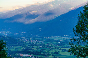 Panoramic view of Valtellina from Ardenno at summer