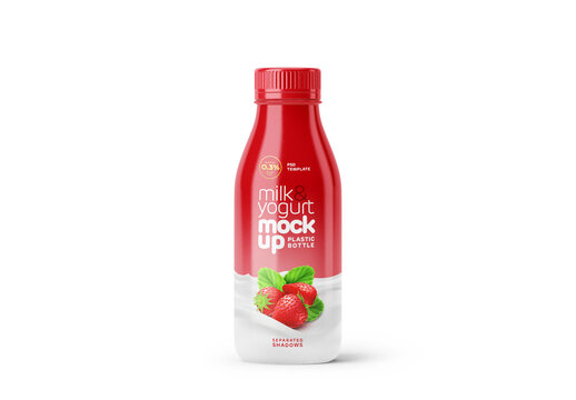 Full Wrap Small Plastic Yogurt or Milk Bottle Mockup for Design and Branding Projects