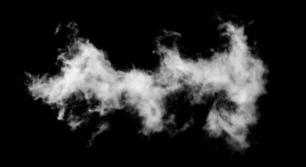 White cloud isolated on black background, Fluffy texture , Abstract smoke