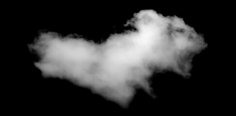White cloud isolated on black background, Fluffy texture , Abstract smoke