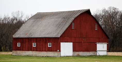 Fototapeta premium red barn in the field